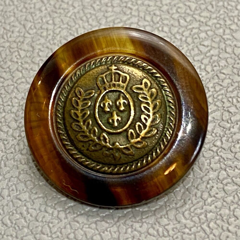 10 Vintage Talbots Shank Buttons Bronze Crest Tortoise Shell Replacement Blazer